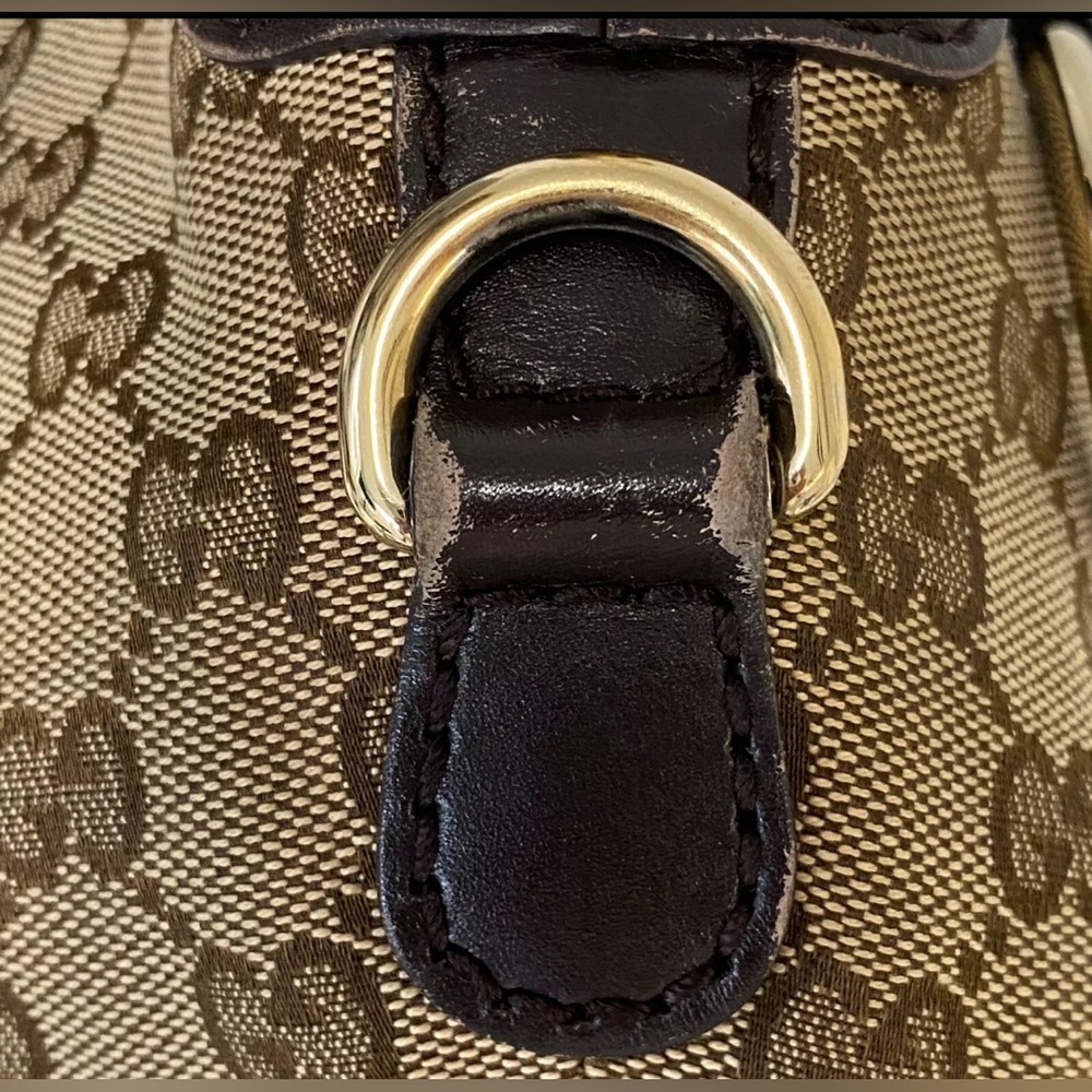 Authentic Gucci Tote Bag GG Canvas Beige Brown Leather. - Picture 15 of 17